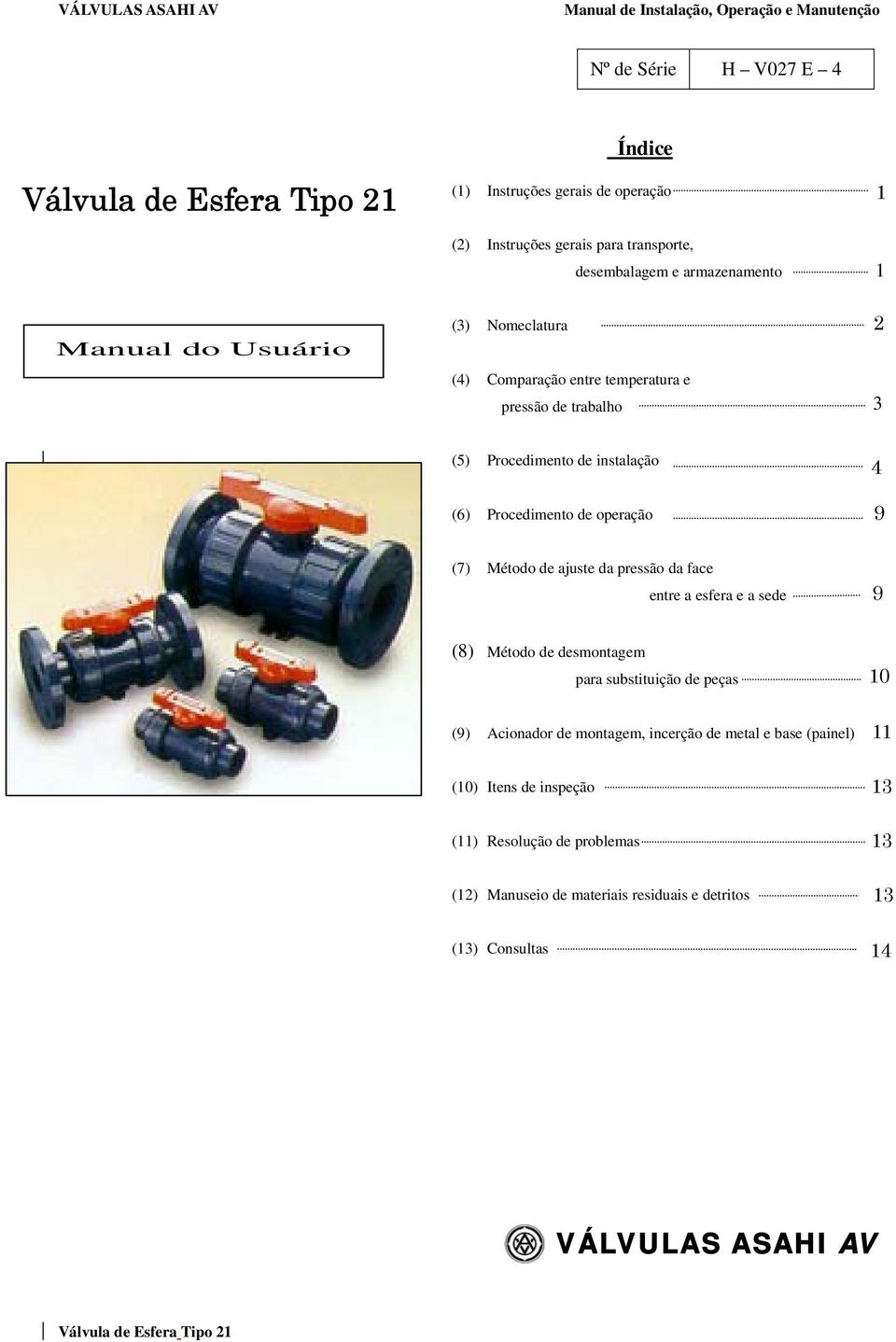 da face entre a esfera e a sede 9 (8) Método de desmontagem para substituição de peças 10 (9) Acionador de montagem, incerção de metal e base (painel) 11 (10)