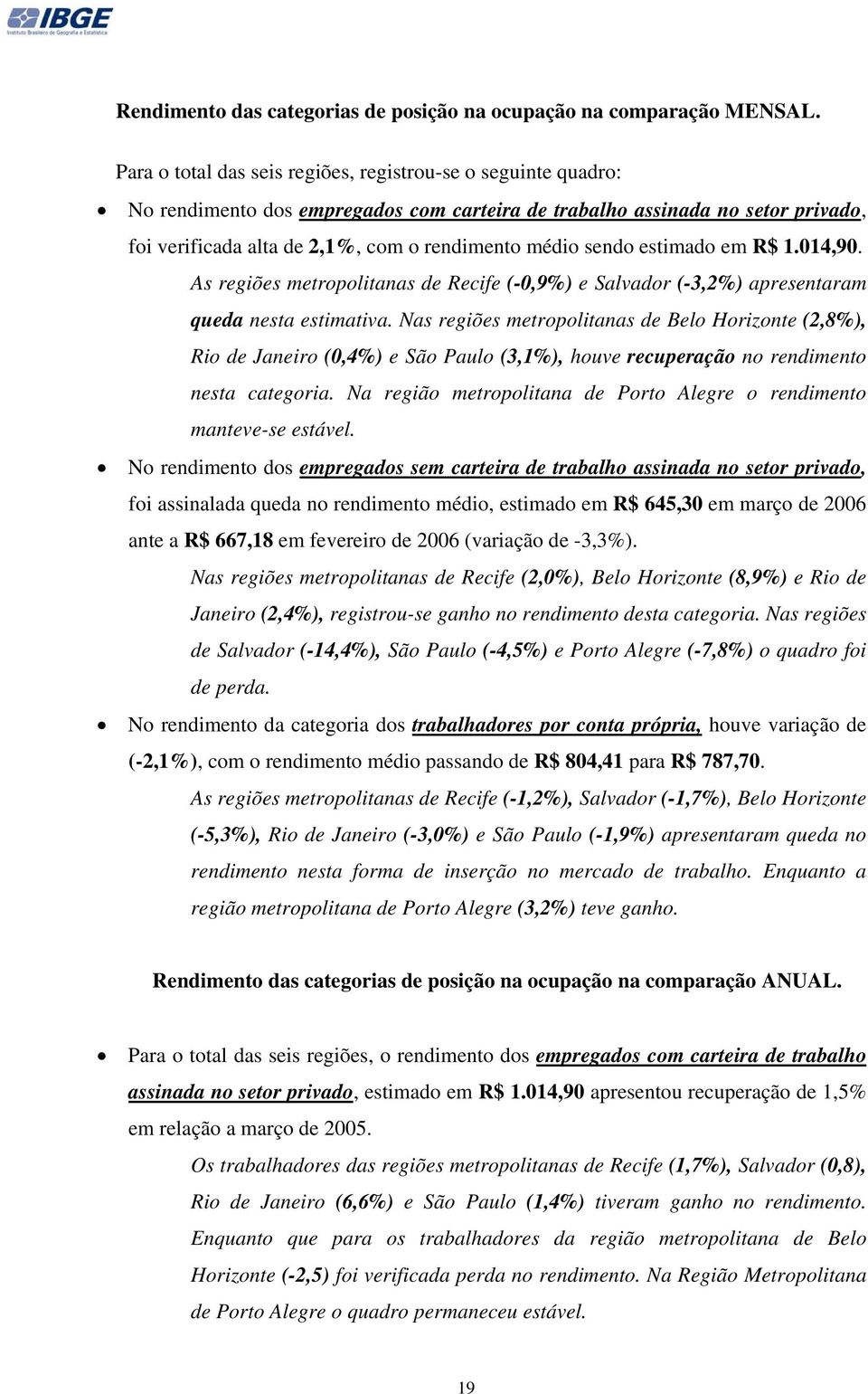 sendo estimado em R$ 1.014,90. As regiões metropolitanas de Recife (-0,9%) e Salvador (-3,2%) apresentaram queda nesta estimativa.