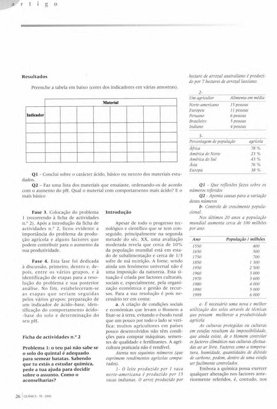 básico ou neutro dos materiais estudados. Q2 Faz uma lista dos materiais que ensaiaste, ordenando-os de acordo com o aumento do ph. Qual o material com comportamento mais ácido?