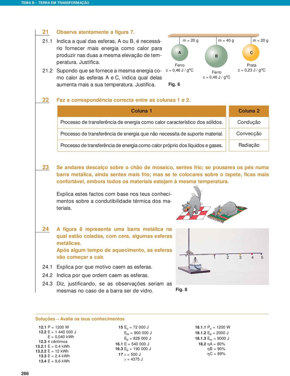 Coluna 1 Processo de transferência de energia como calor característico dos sólidos. Processo de transferência de energia que não necessita de suporte material.