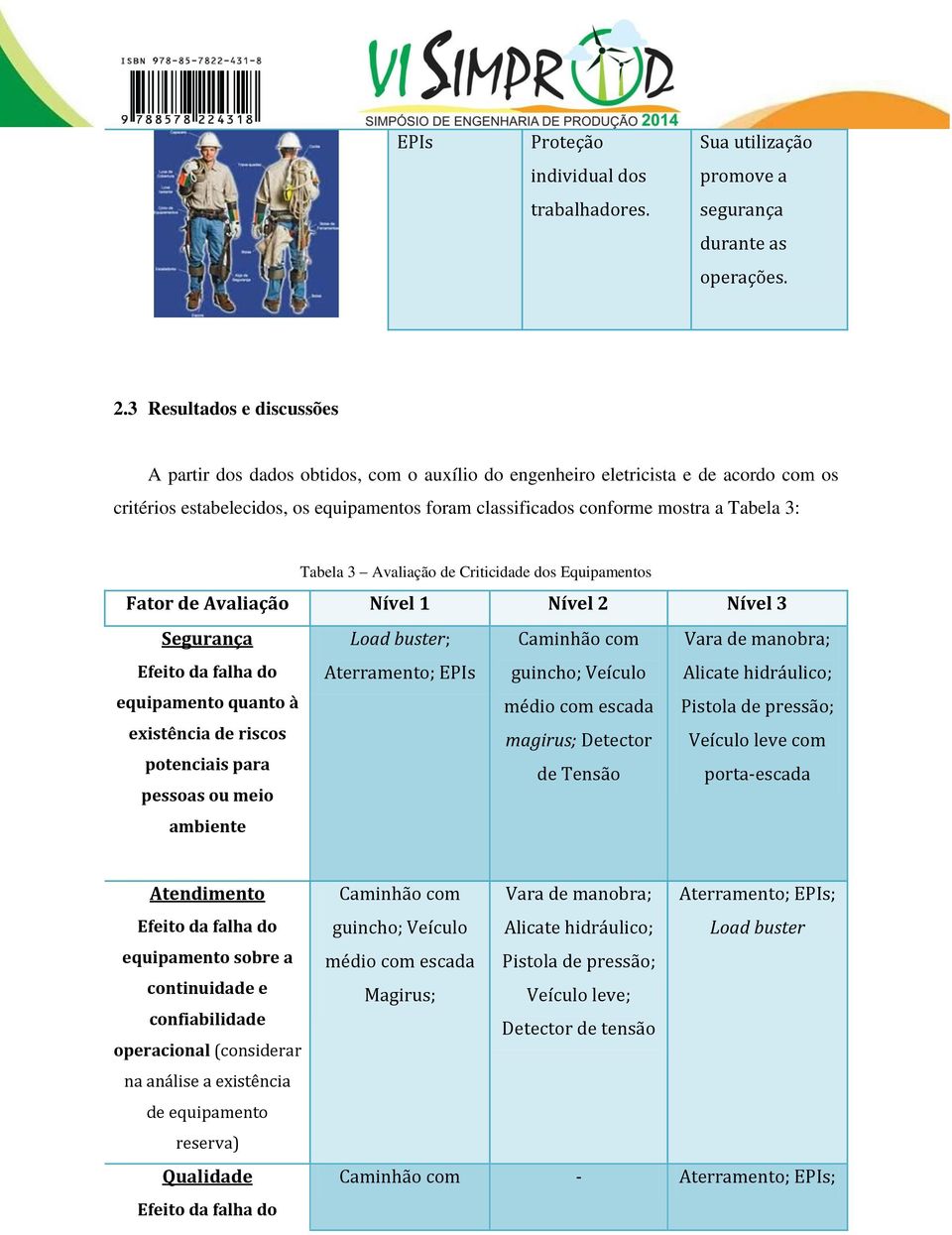 Avaliação de Criticidade dos Equipamentos Fator de Avaliação Nível 1 Nível 2 Nível 3 Segurança quanto à existência de riscos potenciais para pessoas ou meio ambiente Load buster; Aterramento; EPIs