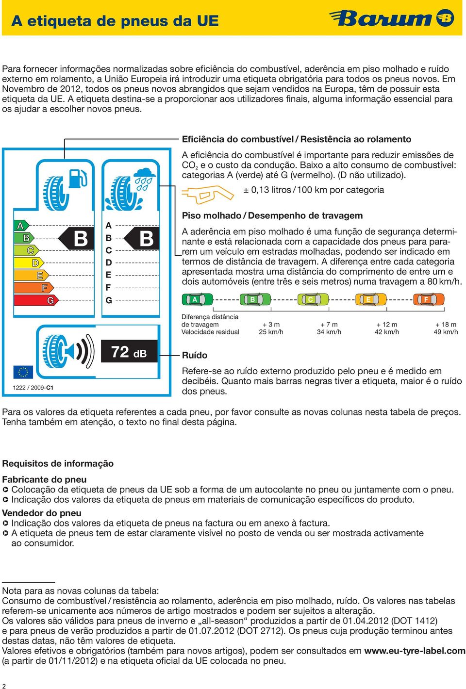 A etiqueta destina-se a proporcionar aos utilizadores finais, alguma informação essencial para os ajudar a escolher novos pneus.