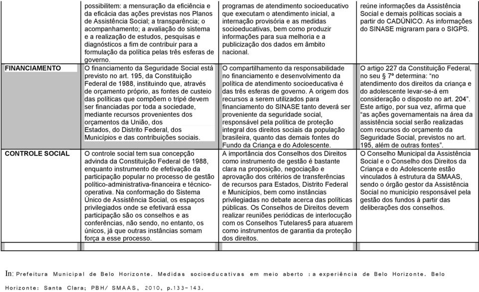 195, da Constituição Federal de 1988, instituindo que, através de orçamento próprio, as fontes de custeio das políticas que compõem o tripé devem ser financiadas por toda a sociedade, mediante