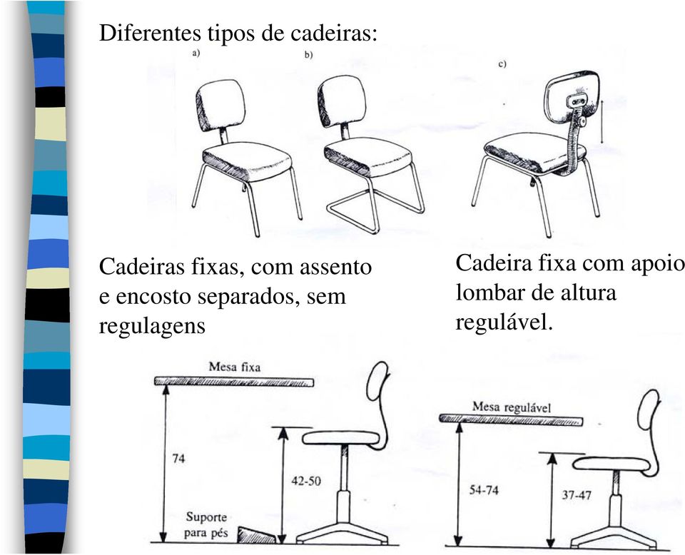 encosto separados, sem regulagens