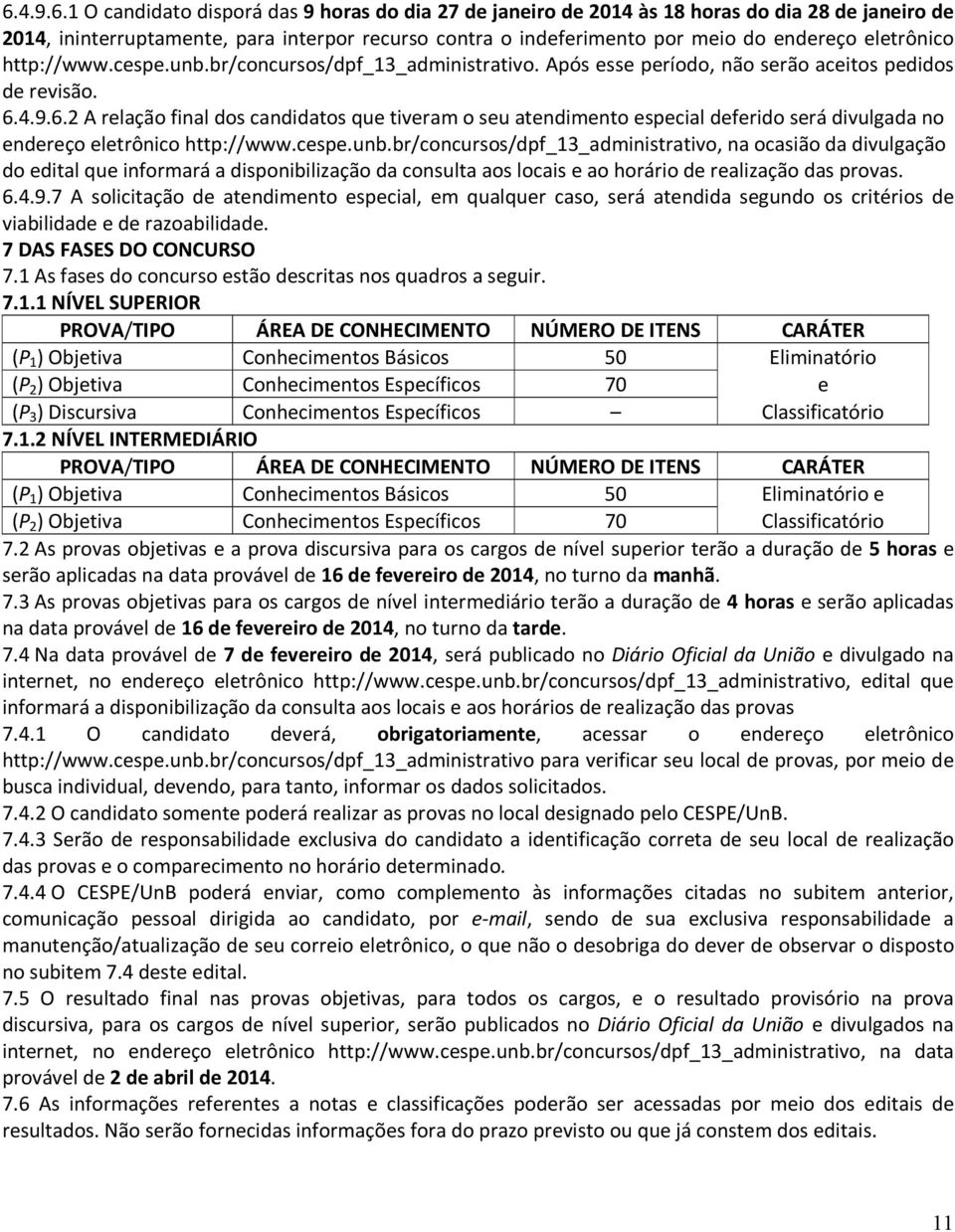 4.9.6.2 A relação final dos candidatos que tiveram o seu atendimento especial deferido será divulgada no endereço eletrônico http://www.cespe.unb.