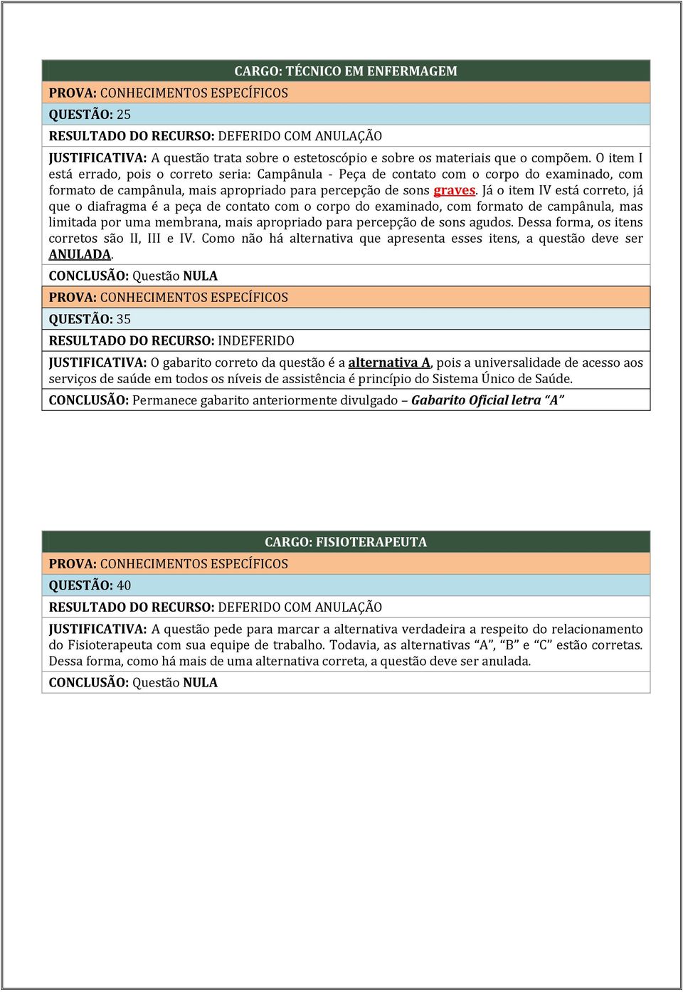 Já o item IV está correto, já que o diafragma é a peça de contato com o corpo do examinado, com formato de campânula, mas limitada por uma membrana, mais apropriado para percepção de sons agudos.