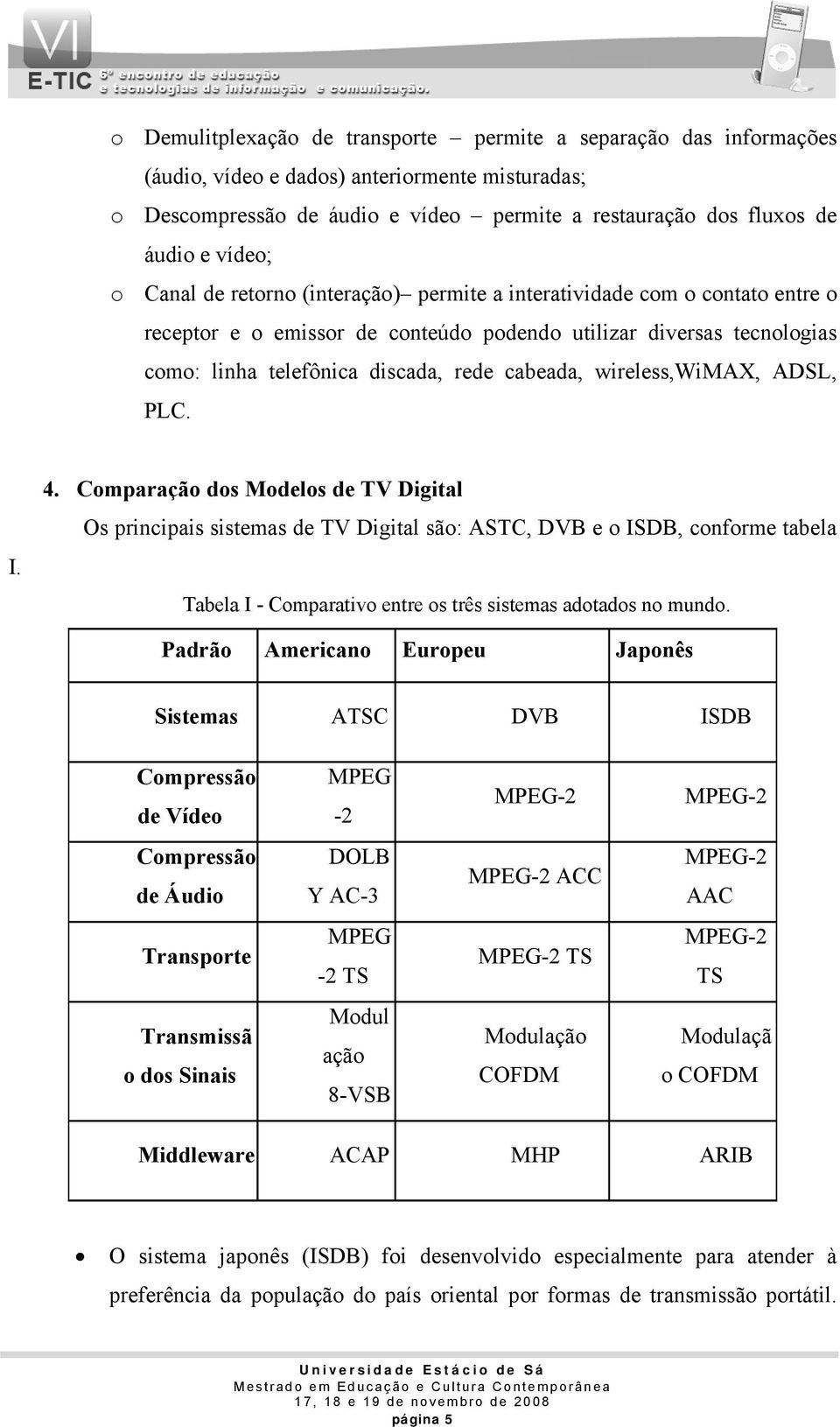 cabeada, wireless,wimax, ADSL, PLC. I. 4.