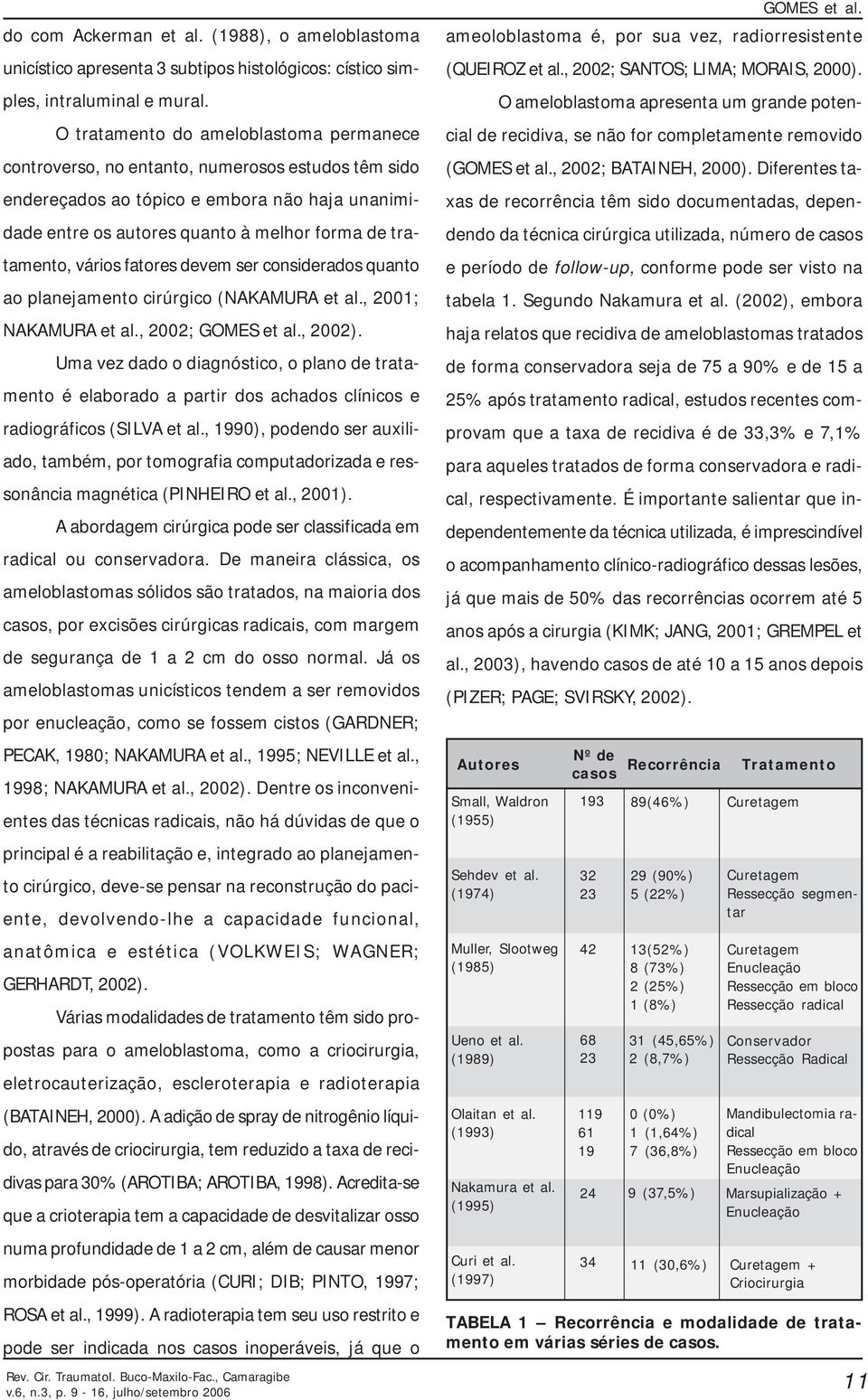 vários fatores devem ser considerados quanto ao planejamento cirúrgico (NAKAMURA et al., 2001; NAKAMURA et al., 2002; GOMES et al., 2002).