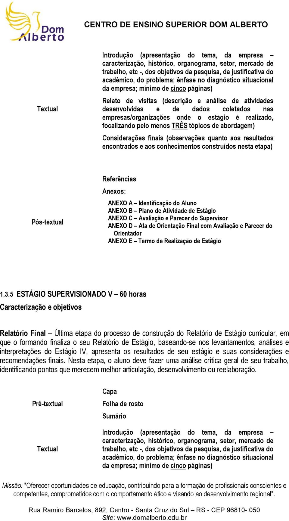 é realizado, focalizando pelo menos TRÊS tópicos de abordagem) Considerações finais (observações quanto aos resultados encontrados e aos conhecimentos construídos nesta etapa) Pós-textual Referências