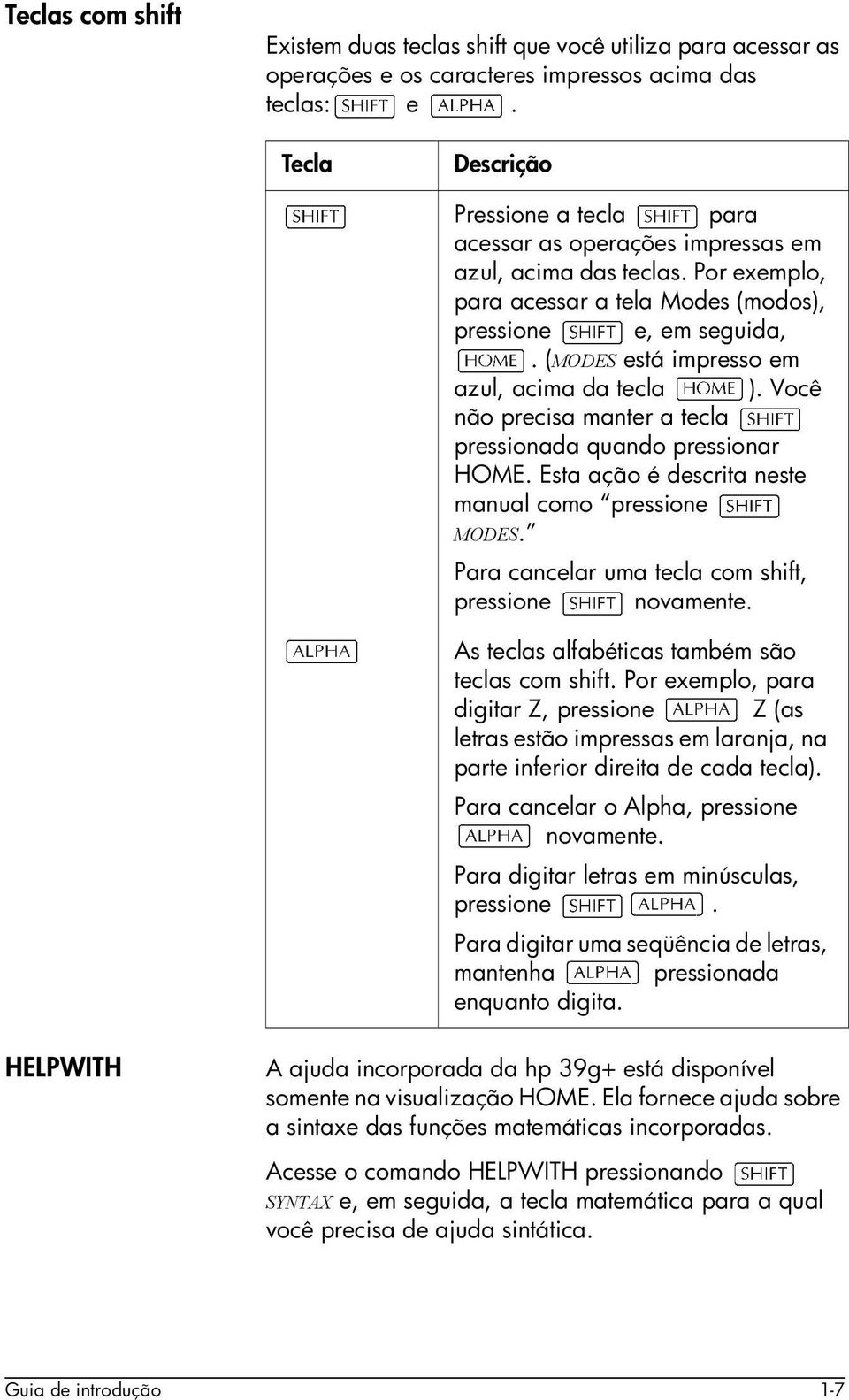 (MODES está impresso em azul, acima da tecla ). Você não precisa manter a tecla pressionada quando pressionar HOME. Esta ação é descrita neste manual como pressione MODES.