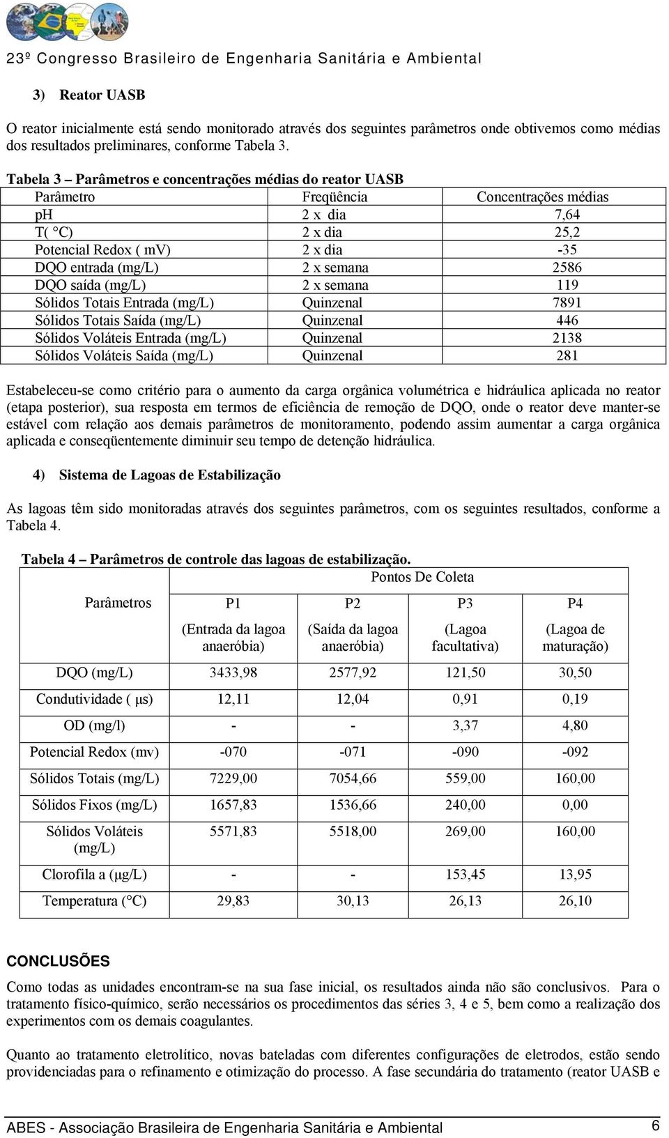 DQO saída 2 x semana 119 Sólidos Totais Entrada Quinzenal 7891 Sólidos Totais Saída Quinzenal 446 Sólidos Voláteis Entrada Quinzenal 2138 Sólidos Voláteis Saída Quinzenal 281 Estabeleceu-se como