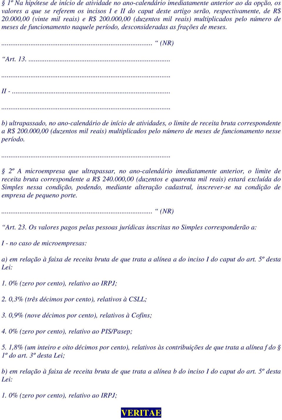 .. b) ultrapassado, no ano-calendário de início de atividades, o limite de receita bruta correspondente a R$ 200.