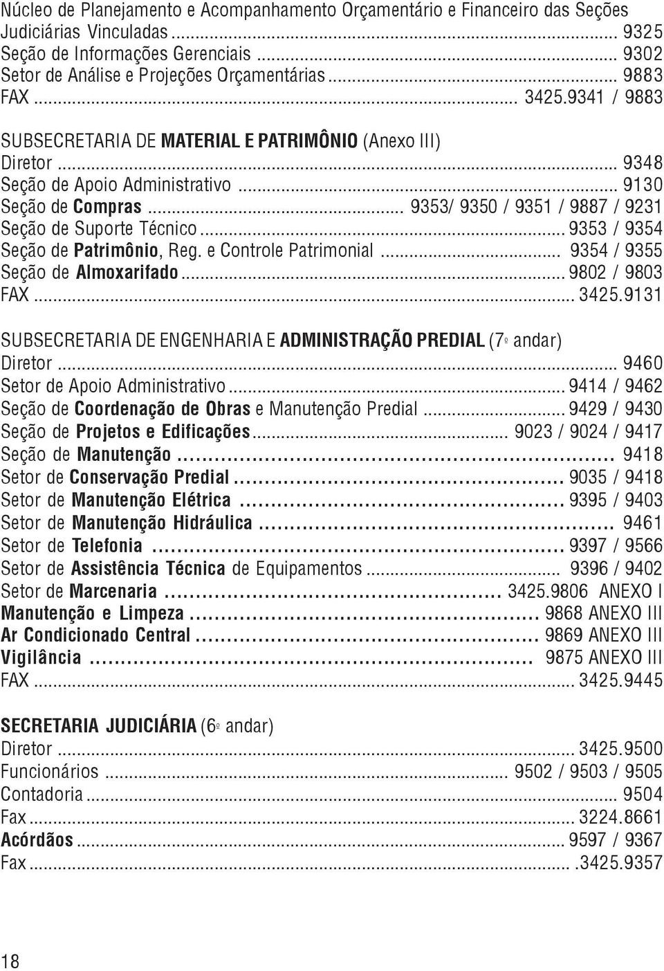 .. 9353/ 9350 / 9351 / 9887 / 9231 Seção de Suporte Técnico... 9353 / 9354 Seção de Patrimônio, Reg. e Controle Patrimonial... 9354 / 9355 Seção de Almoxarifado... 9802 / 9803 FAX... 3425.