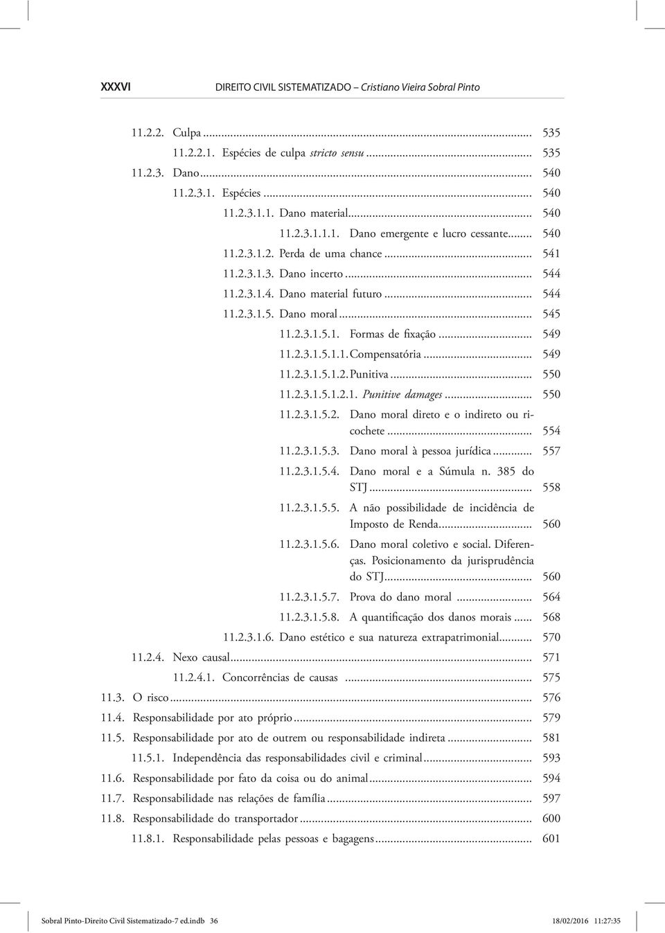 .. 545 11.2.3.1.5.1. Formas de fixação... 549 11.2.3.1.5.1.1. Compensatória... 549 11.2.3.1.5.1.2. Punitiva... 550 11.2.3.1.5.1.2.1. Punitive damages... 550 11.2.3.1.5.2. Dano moral direto e o indireto ou ricochete.