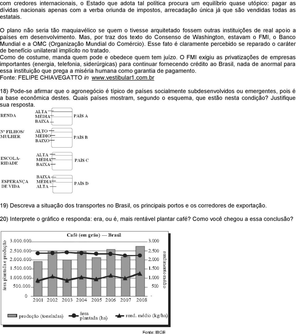 Mas, por traz dos texto do Consenso de Washington, estavam o FMI, o Banco Mundial e a OMC (Organização Mundial do Comércio).