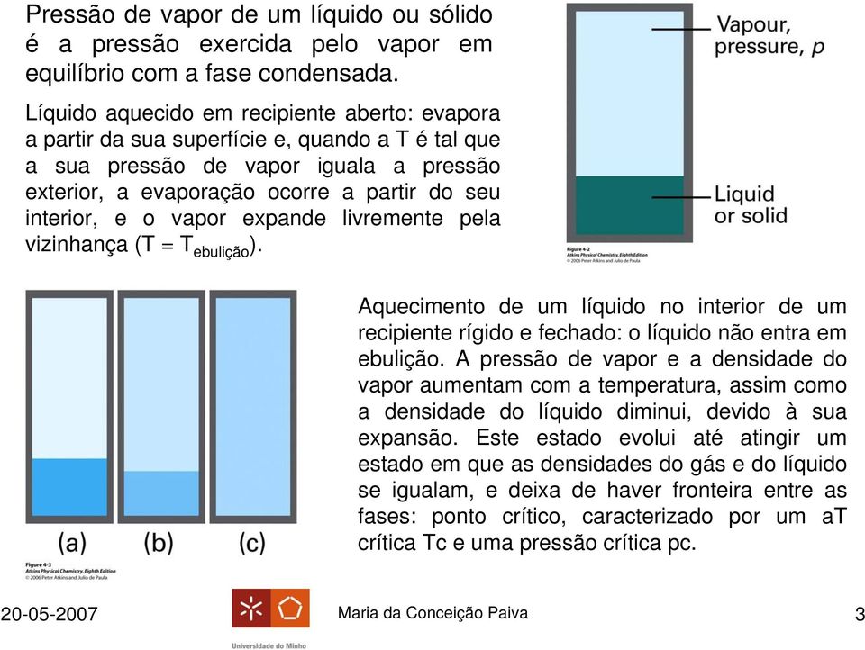 livremente ela vizinhança ( ebulição ). Aquecimento de um líquido no interior de um reciiente rígido e fechado: o líquido não entra em ebulição.