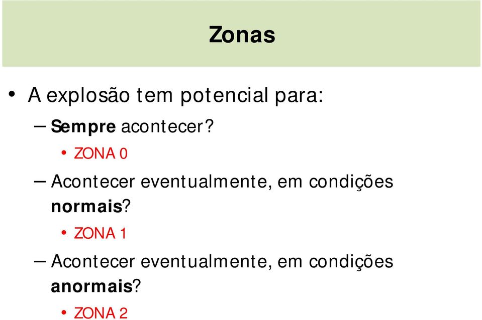 ZONA 0 Acontecer eventualmente, em