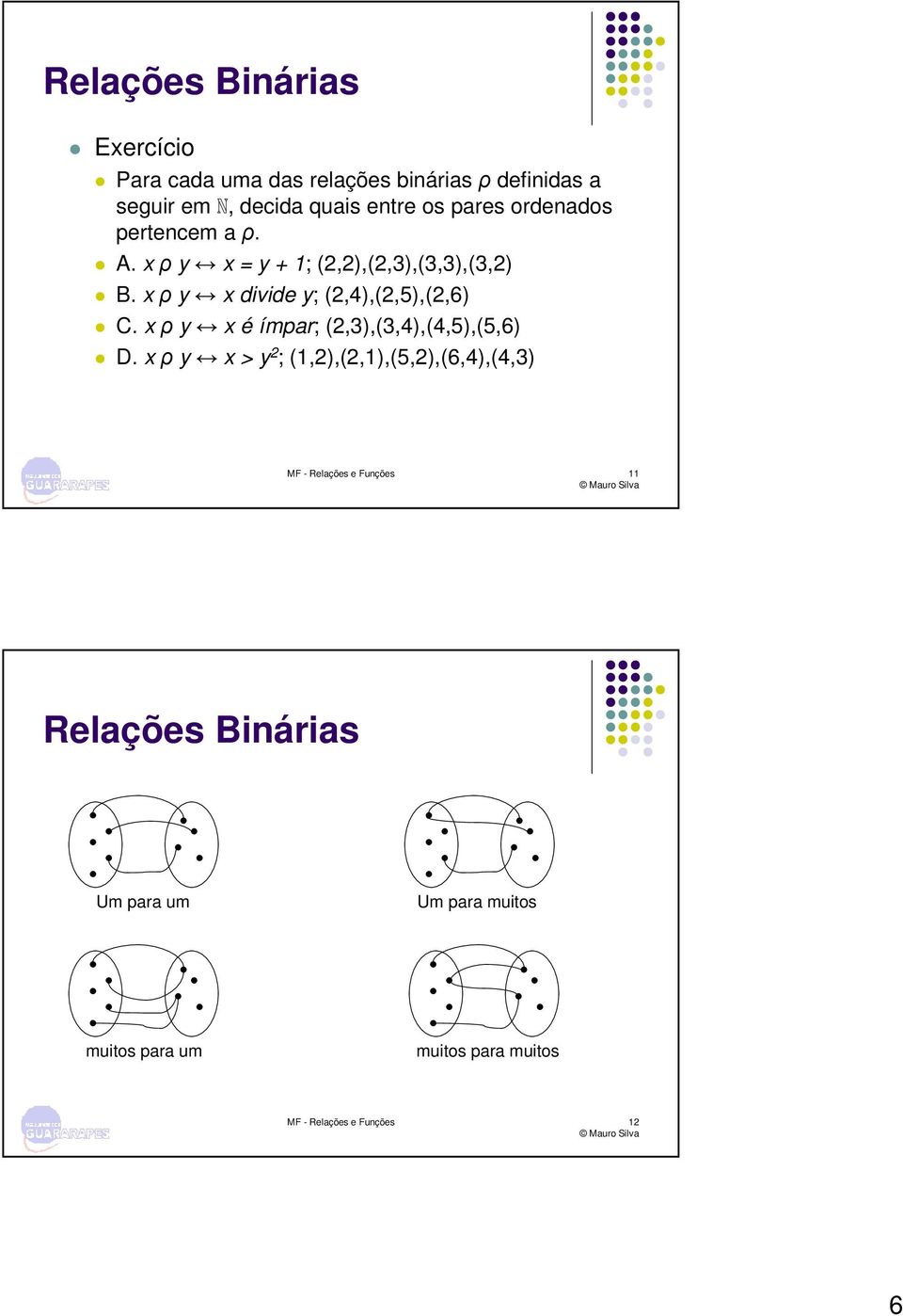 x y x é ímpar; (2,3),(3,4),(4,5),(5,6) D.