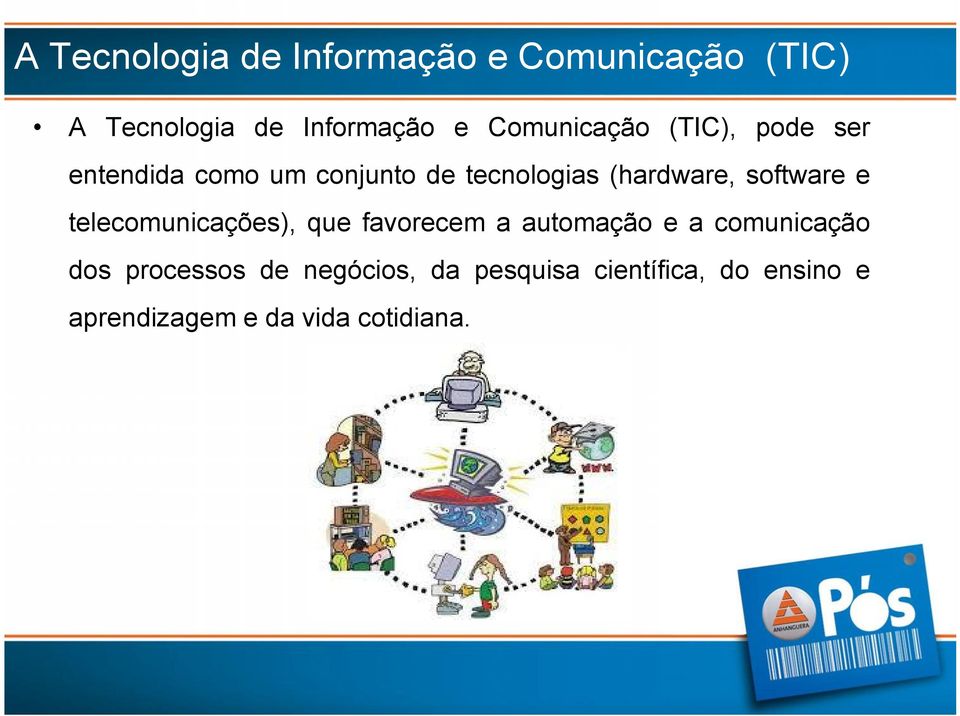 software e telecomunicações), que favorecem a automação e a comunicação dos