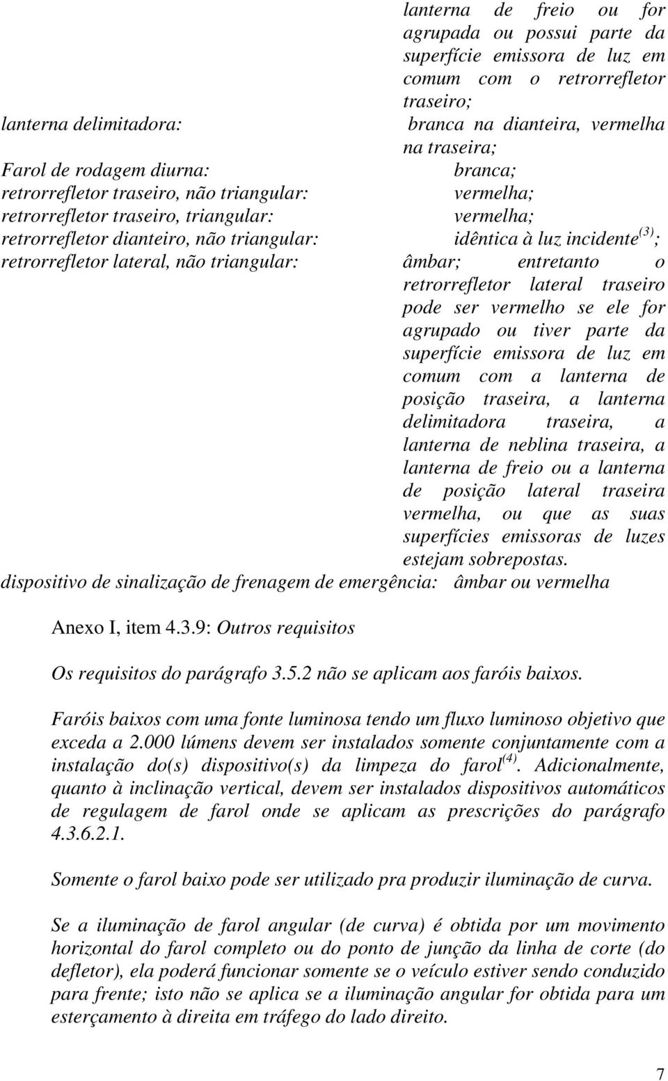 retrorrefletor lateral, não triangular: âmbar; entretanto o retrorrefletor lateral traseiro pode ser vermelho se ele for agrupado ou tiver parte da superfície emissora de luz em comum com a lanterna