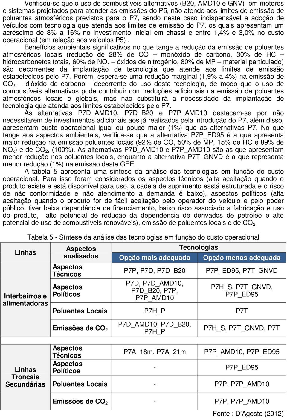 em chassi e entre 1,4% e 3,0% no custo operacional (em relação aos veículos P5).