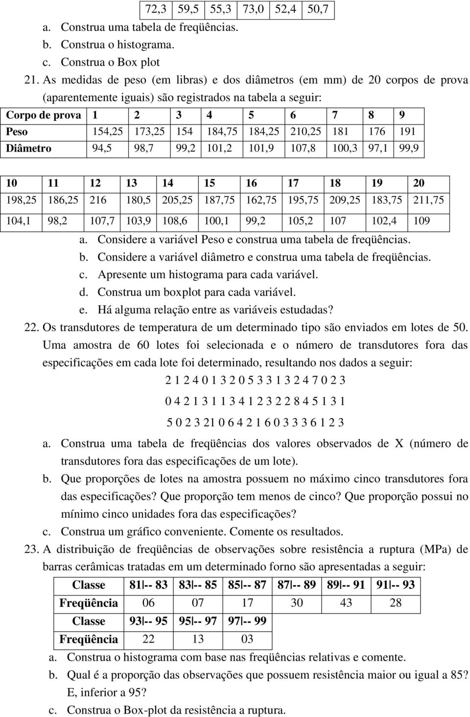 184,25 210,25 181 176 191 Diâmetro 94,5 98,7 99,2 101,2 101,9 107,8 100,3 97,1 99,9 10 11 12 13 14 15 16 17 18 19 20 198,25 186,25 216 180,5 205,25 187,75 162,75 195,75 209,25 183,75 211,75 104,1