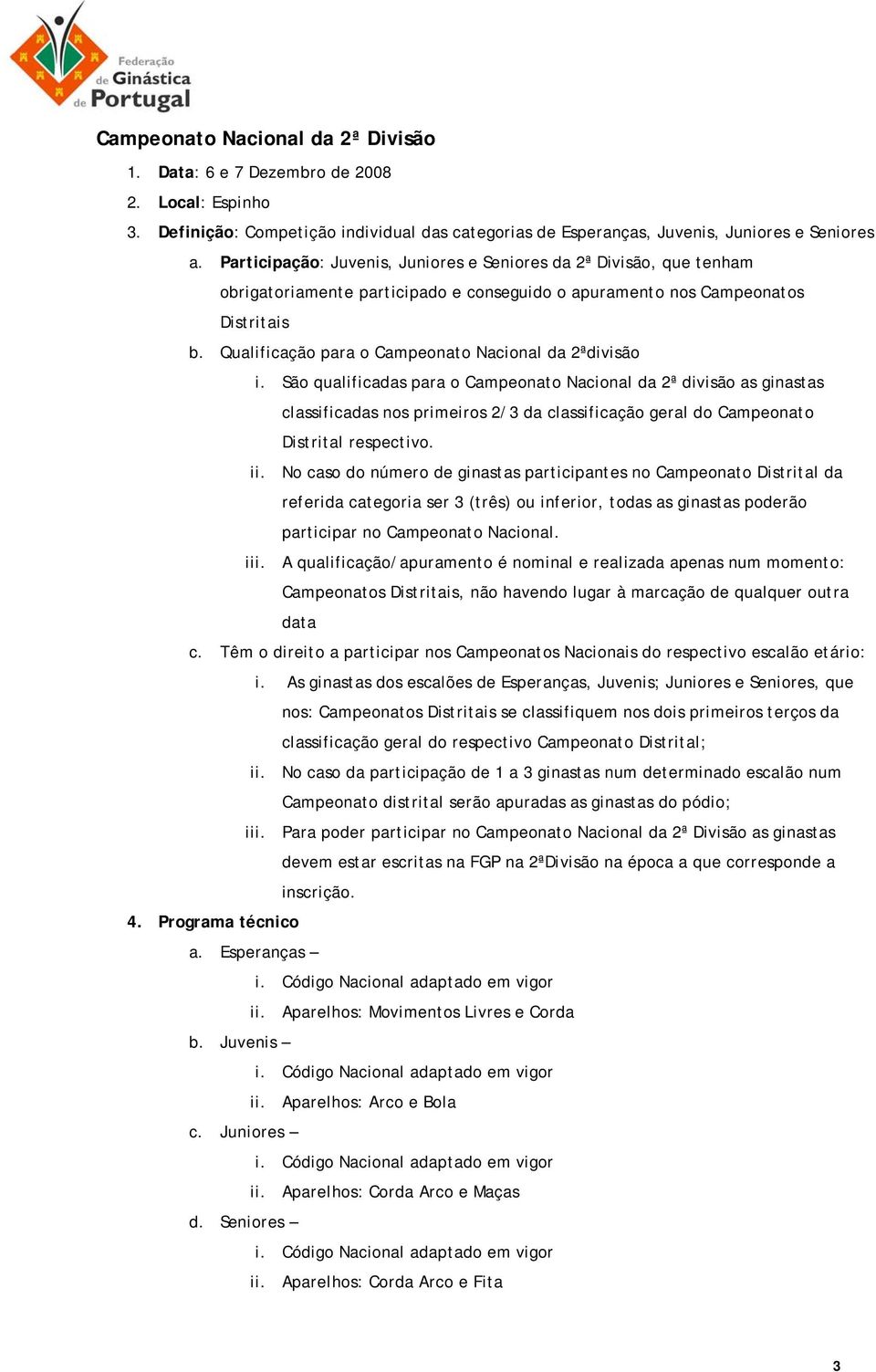 Qualificação para o Campeonato Nacional da 2ªdivisão i.