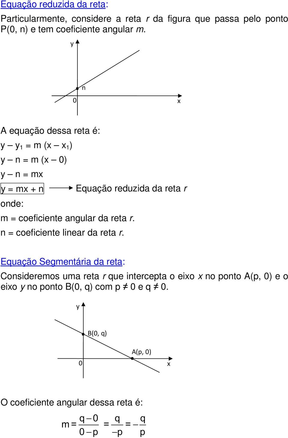 angular da reta r. n = coeficiente linear da reta r.