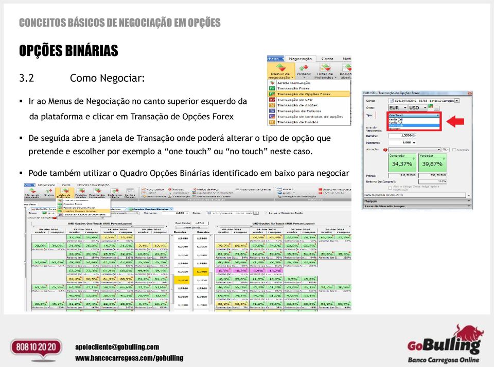 clicar em Transação de Opções Forex De seguida abre a janela de Transação onde poderá