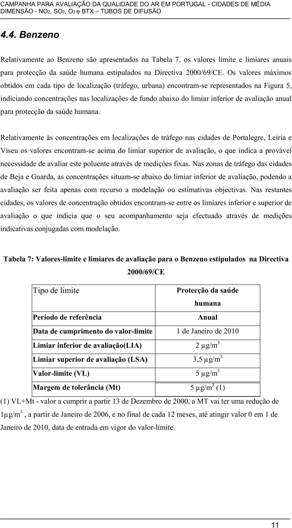 avaliação anual para protecção da saúde humana.