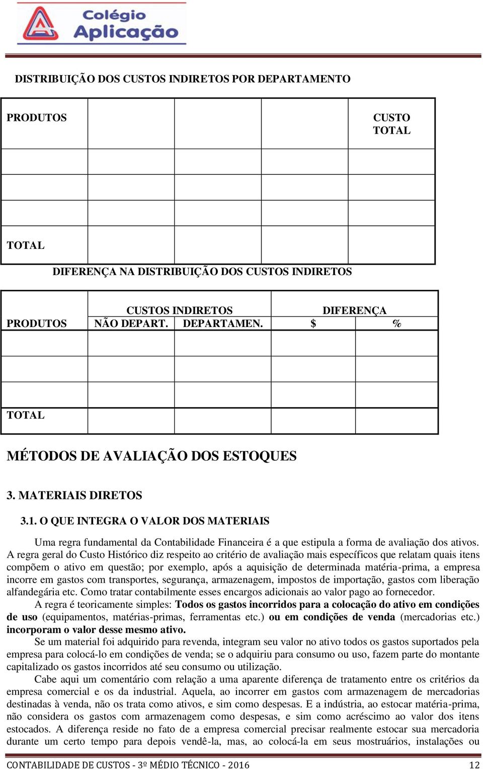 A regra geral do Custo Histórico diz respeito ao critério de avaliação mais específicos que relatam quais itens compõem o ativo em questão; por exemplo, após a aquisição de determinada matéria-prima,