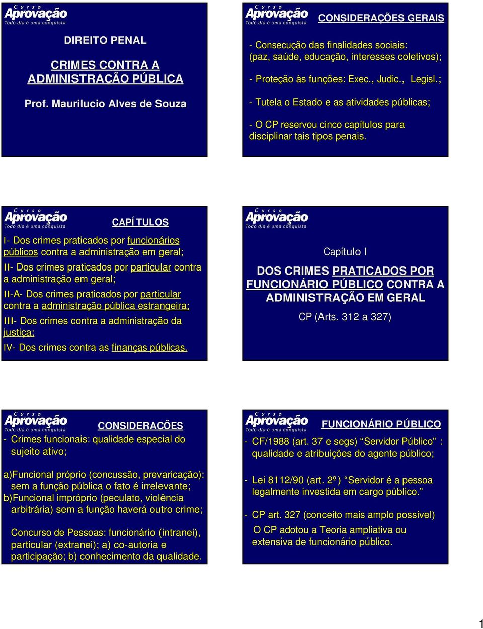 ; - Tutela o Estado e as atividades públicas; p - O CP reservou cinco capítulos para disciplinar tais tipos penais.