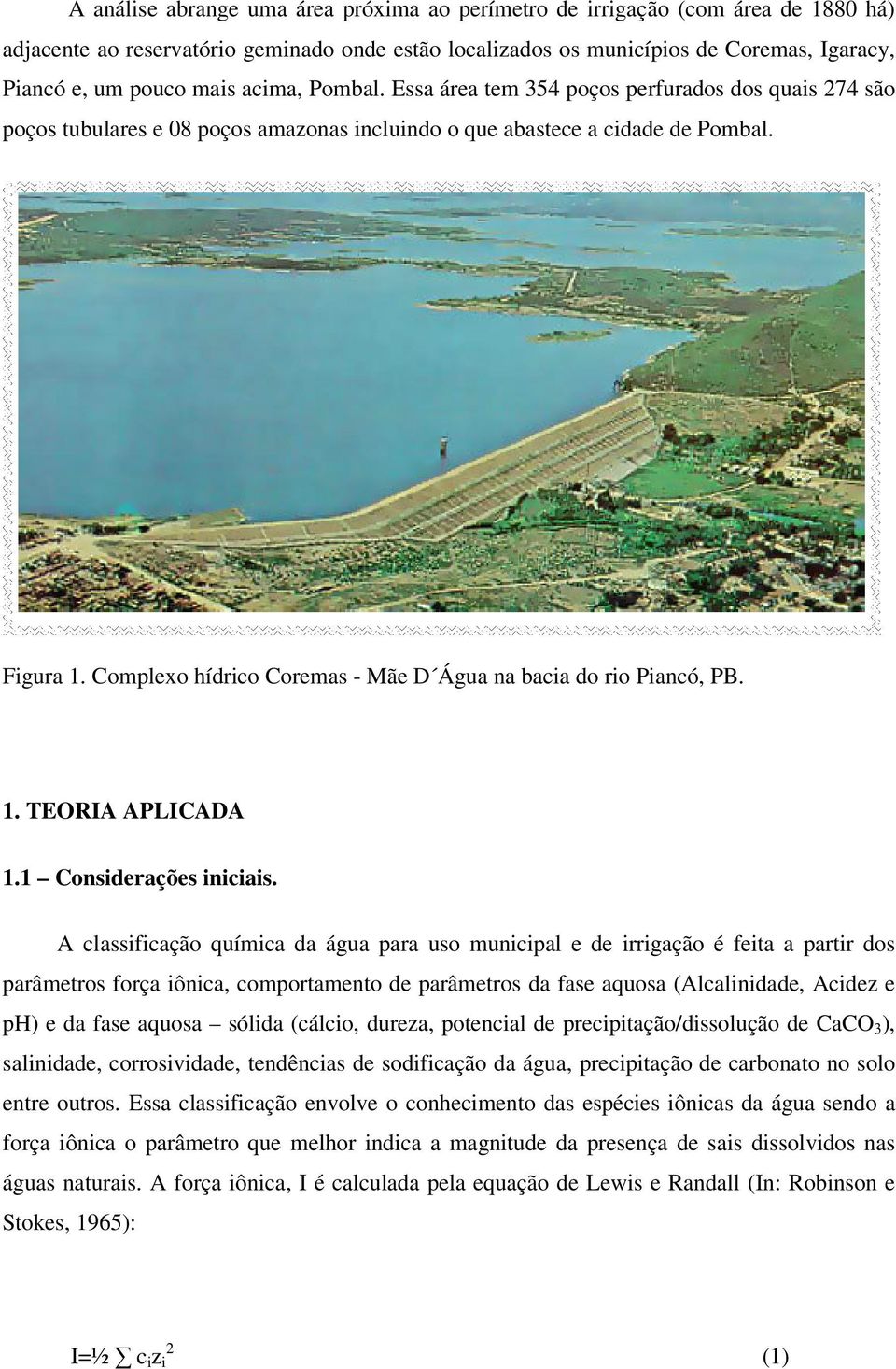 Complexo hídrico Coremas - Mãe D Água na bacia do rio Piancó, PB. 1. TEORIA APLICADA 1.1 Considerações iniciais.