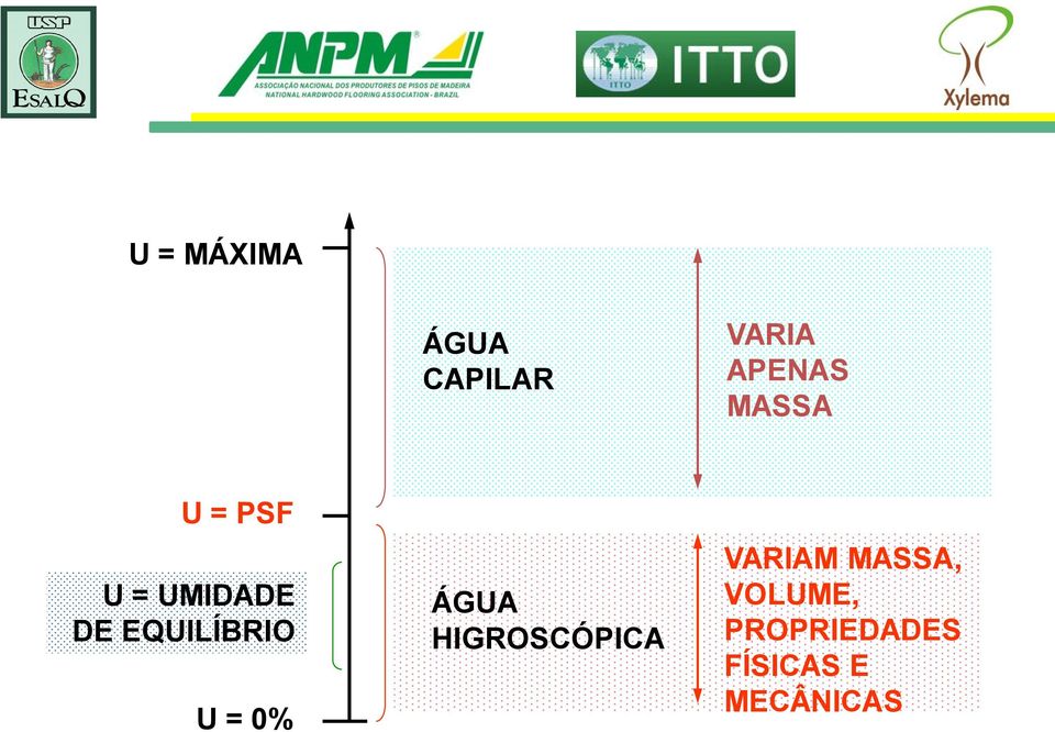 EQUILÍBRIO U = 0% ÁGUA HIGROSCÓPICA