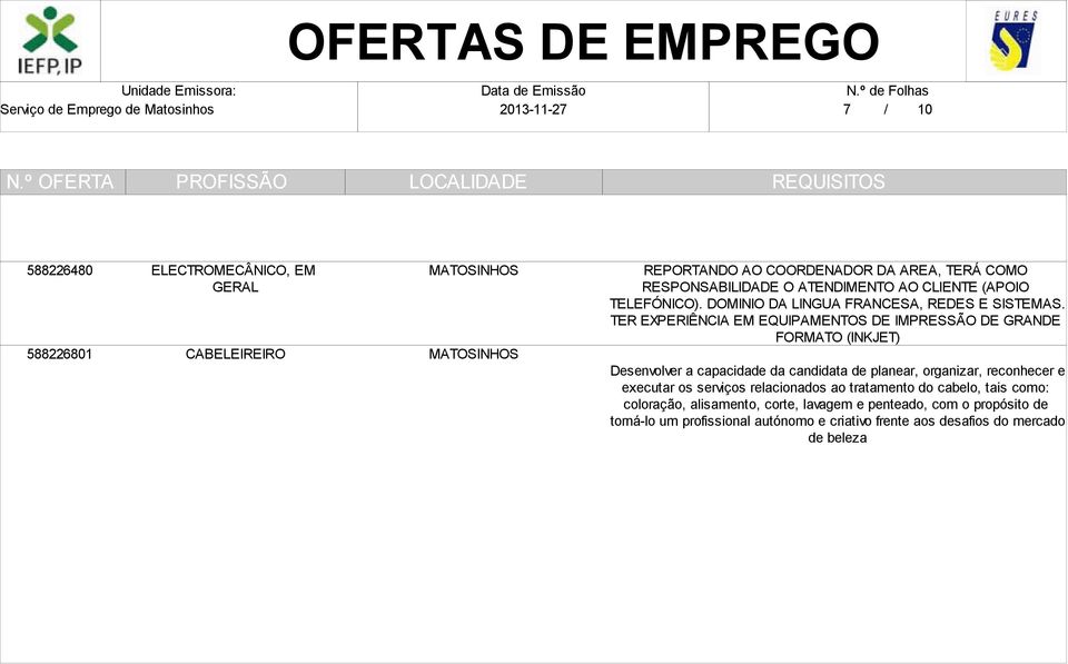 TER EXPERIÊNCIA EM EQUIPAMENTOS DE IMPRESSÃO DE GRANDE FORMATO (INKJET) Desenvolver a capacidade da candidata de planear, organizar, reconhecer e