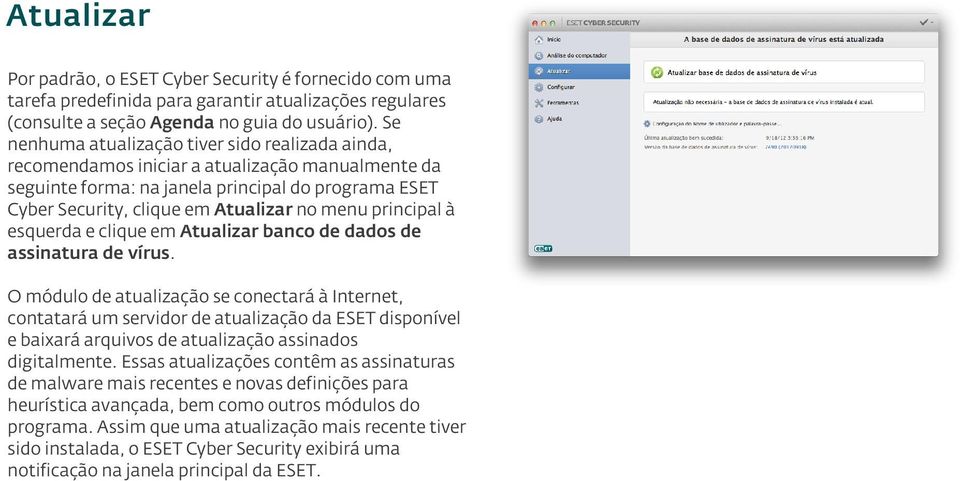 principal à esquerda e clique em Atualizar banco de dados de assinatura de vírus.