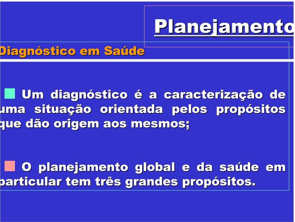 propósitos ue dão origem aos mesmos; O planejamento