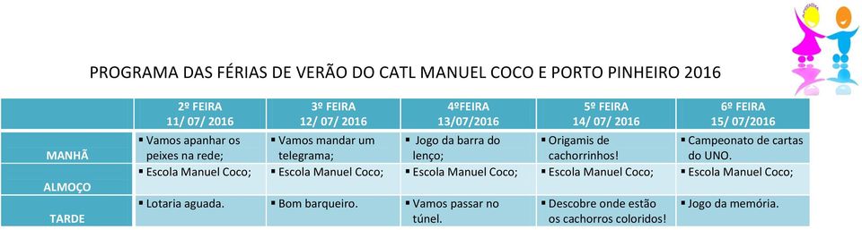 rede; telegrama; lenço; cachorrinhos! do UNO. Lotaria aguada. Bom barqueiro.