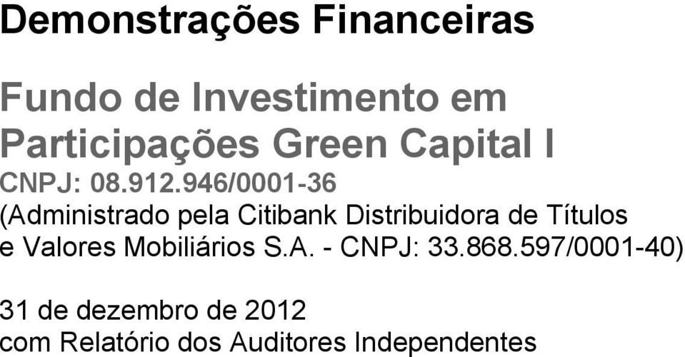 946/0001-36 (Administrado pela Citibank Distribuidora de