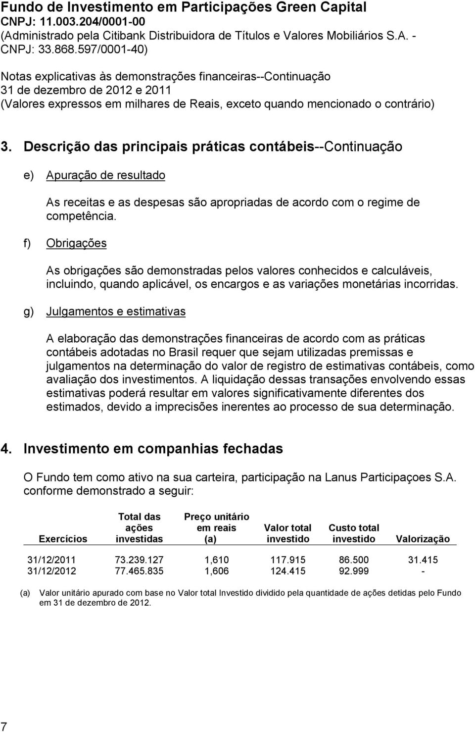 g) Julgamentos e estimativas A elaboração das demonstrações financeiras de acordo com as práticas contábeis adotadas no Brasil requer que sejam utilizadas premissas e julgamentos na determinação do