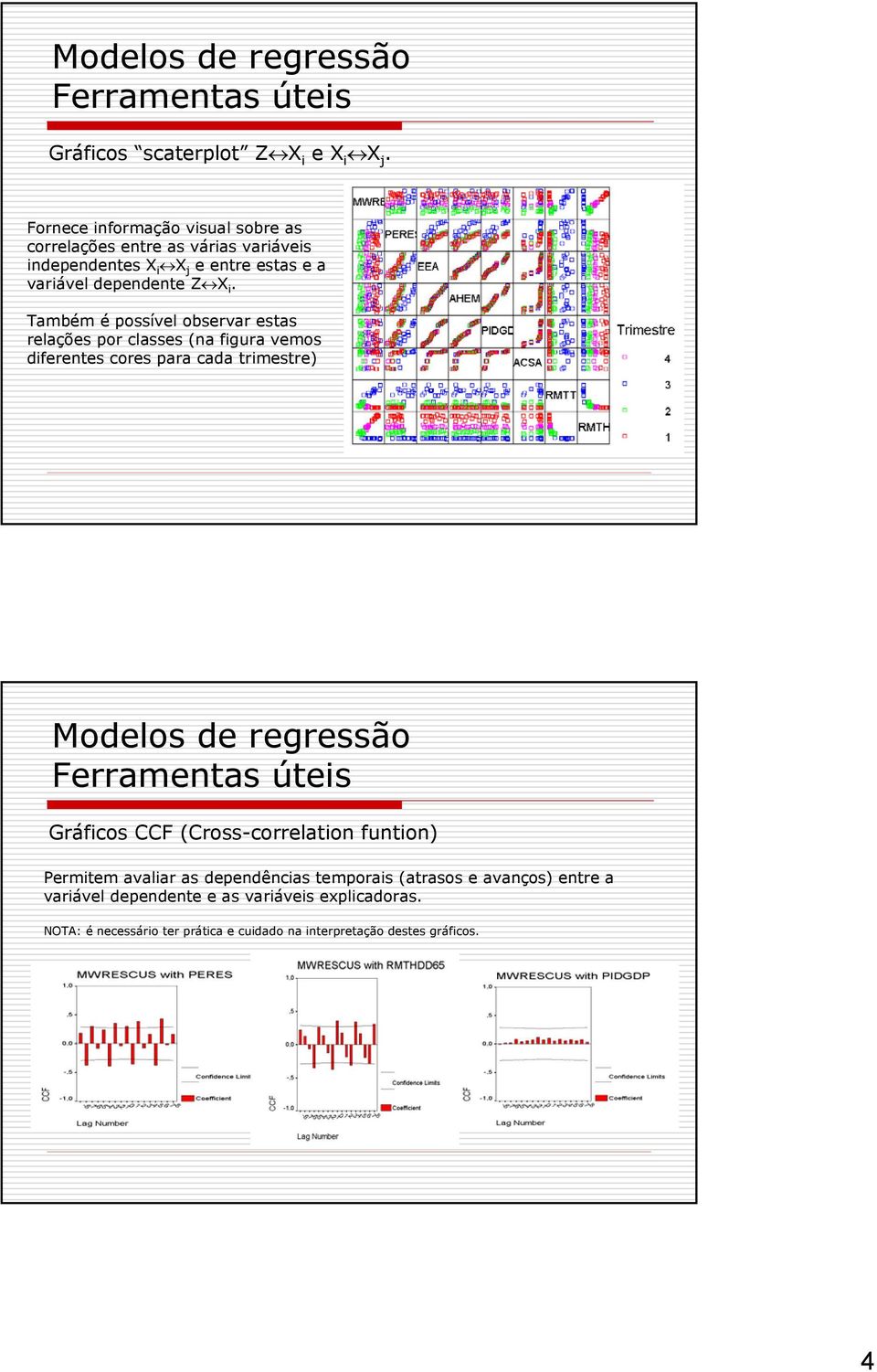 Também é possível observar esas relações por classes (a figura vemos diferees cores para cada rimesre) Ferrameas úeis