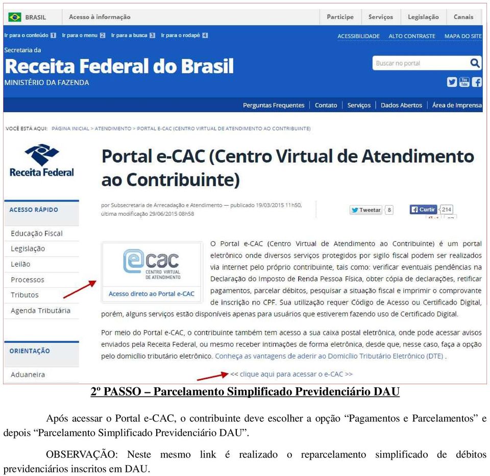 Parcelamento Simplificado Previdenciário DAU.