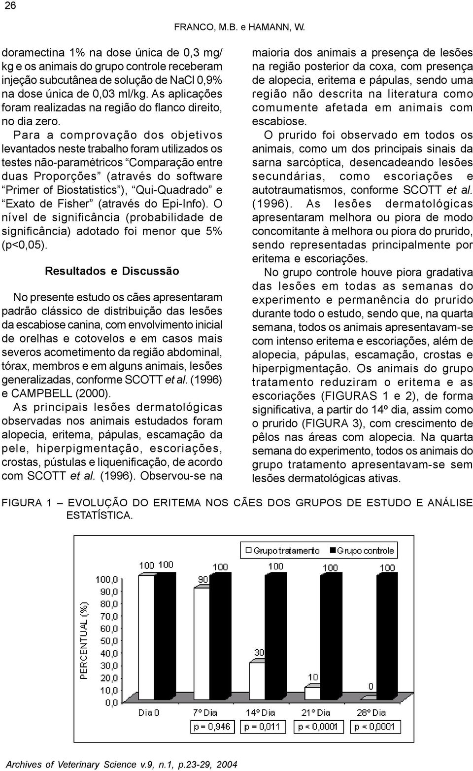 Para a comprovação dos objetivos levantados neste trabalho foram utilizados os testes não-paramétricos Comparação entre duas Proporções (através do software Primer of Biostatistics ), Qui-Quadrado e