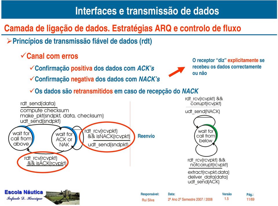 negativa dos dados com NACK s Os dados são retransmitidos em caso de recepção do