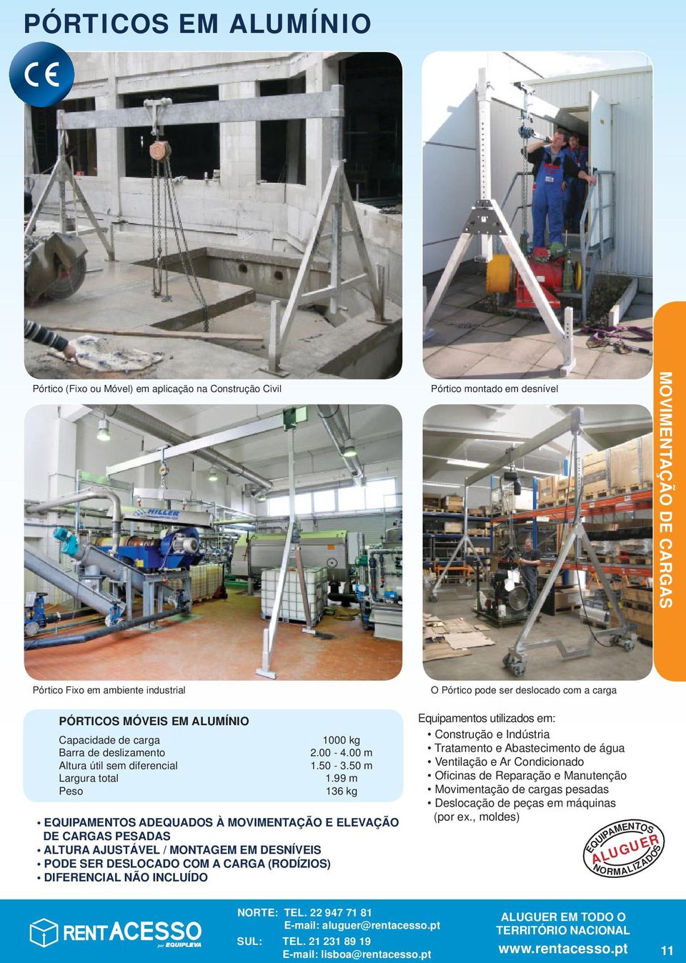 99 m 136 kg ADEQUADOS À MOVIMENTAÇÃO E ELEVAÇÃO DE CARGAS PESADAS ALTURA AJUSTÁVEL / MONTAGEM EM DESNÍVEIS PODE SER DESLOCADO COM A CARGA (RODÍZIOS) DIFERENCIAL NÃO INCLUÍDO Equipamentos