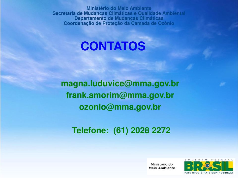 Coordenação de Proteção da Camada de Ozônio CONTATOS magna.
