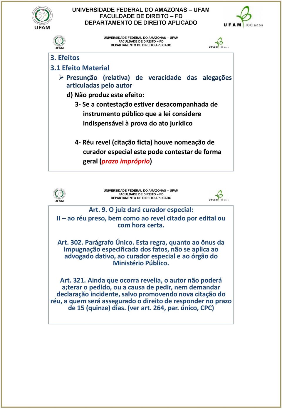 Parágrafo Único. Esta regra, quanto ao ônus da impugnação especificada dos fatos, não se aplica ao advogado dativo, ao curador especial e ao órgão do Ministério Público. Art. 321.