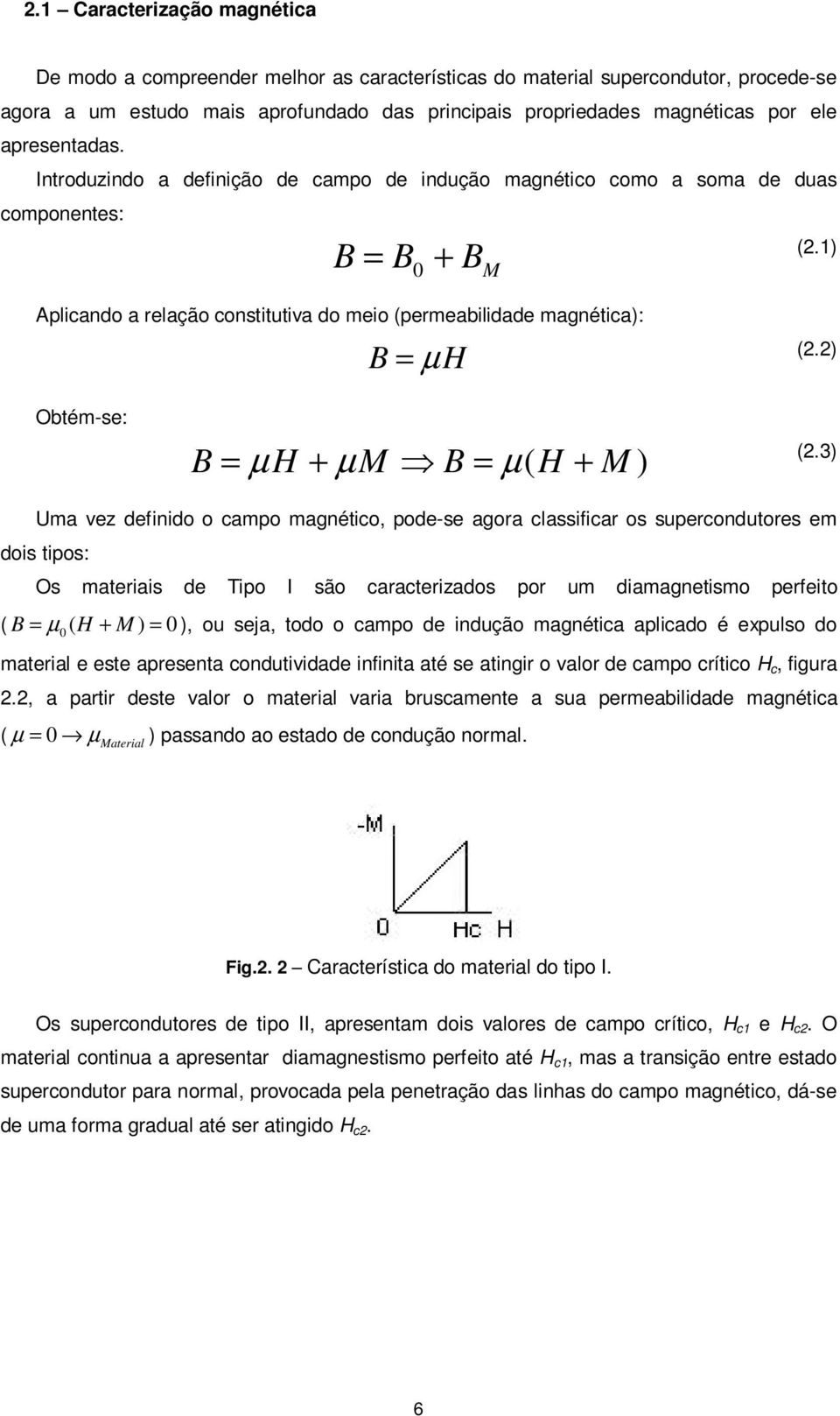 ) Obtém-se: B = µ H + µ M B = µ ( H + M ) (.