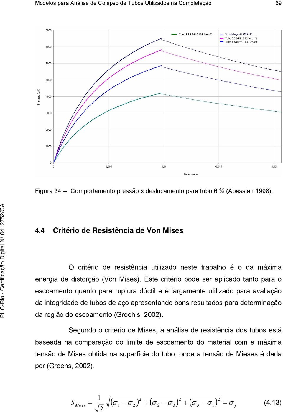 Est critério pod sr aplicado tanto para o scoamnto quanto para ruptura dúctil é largamnt utilizado para avaliação da intgridad d tubos d aço aprsntando bons rsultados para dtrminação da