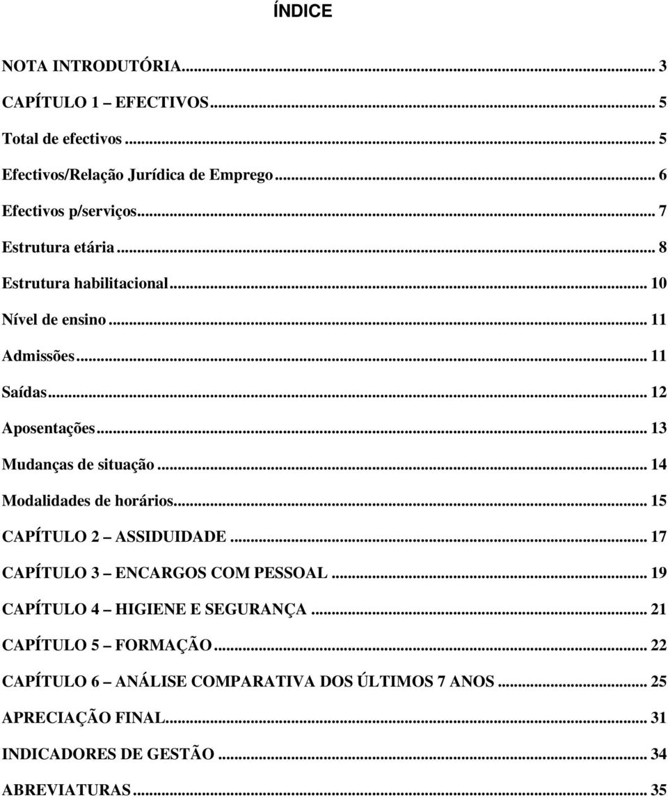 .. 13 Mudanças de situação... 14 Modalidades de horários... 15 CAPÍTULO 2 ASSIDUIDADE... 17 CAPÍTULO 3 ENCARGOS COM PESSOAL.